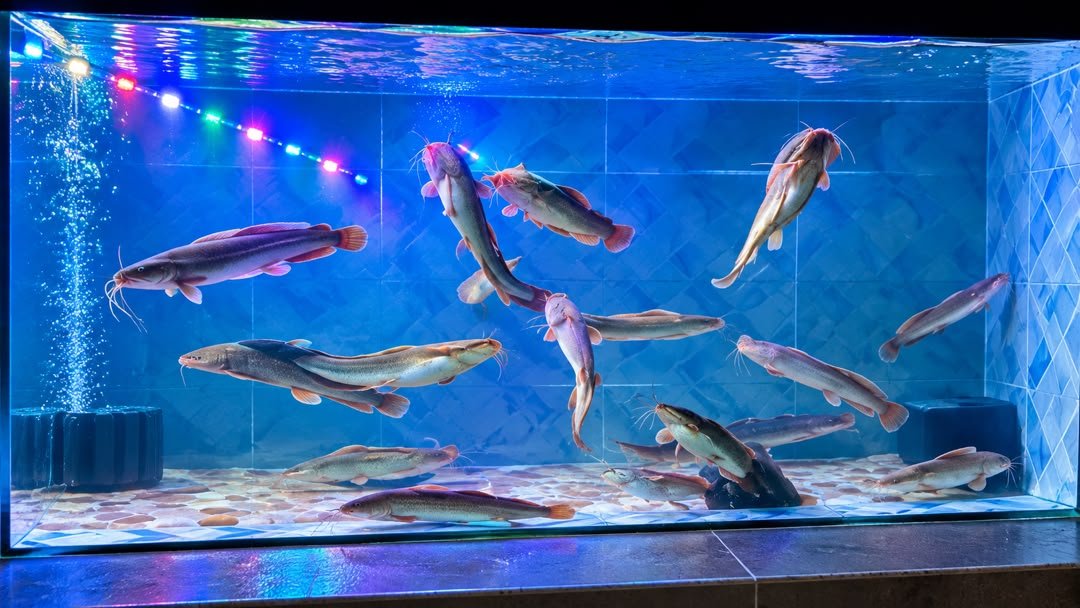 Colourful fish in the resort aquarium